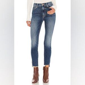 Mother The Stunner Zip Ankle Step Fray Skinny High Rise Jeans Size 25 Crop Denim